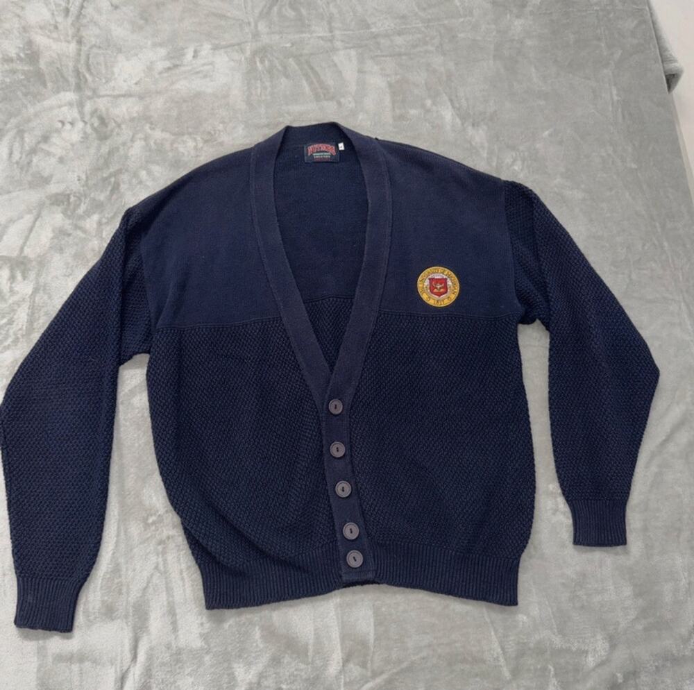 Vintage University Of Michigan Nutmeg Mens L Made In USA Cardigan Sweater Gramp